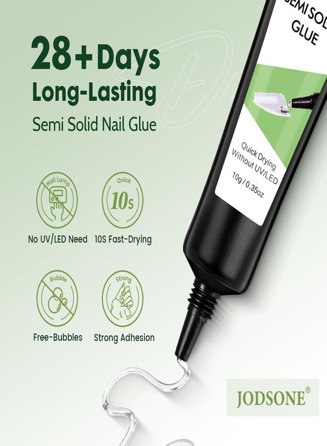 JODSONE Semi Solid Nail Glue for Press on Nails Newly Upgraded Quick Drying 10g for Nail Tips and Fake Acrylic Nails Tips Salon Art DIY at Home No Need U V Light Cured - Image 2